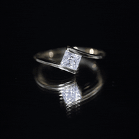 Classic Princess Cut Moissanite Solitaire Bypass Ring