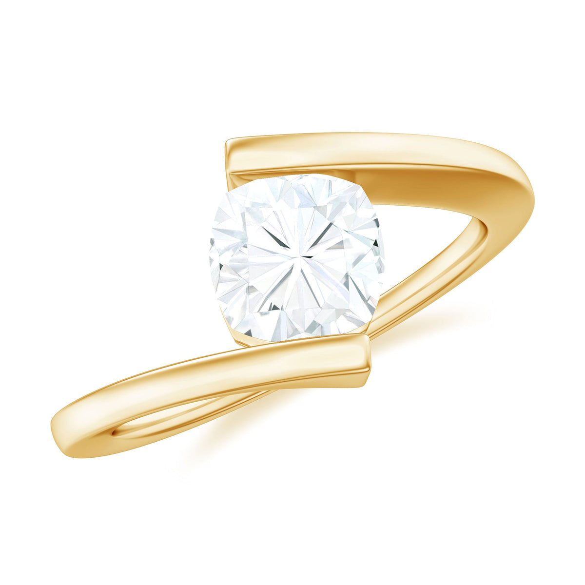 6 mm Cushion Cut Moissanite Solitaire Engagement Ring