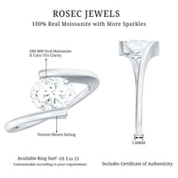 6X8mm Oval Moissanite Solitaire Engagement Ring with Bypass Shank