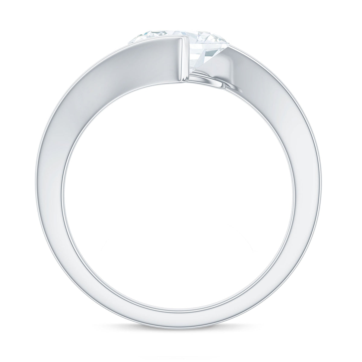 6X8mm Oval Moissanite Solitaire Engagement Ring with Bypass Shank