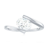 6X8mm Oval Moissanite Solitaire Engagement Ring with Bypass Shank