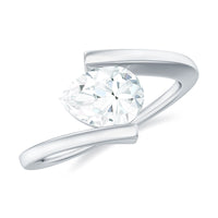 6X8 mm Pear Cut Moissanite Engagement Ring In Tension Setting
