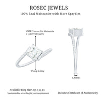 Certified Princess Cut Tilted Moissanite Solitaire Promise Ring