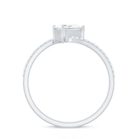 Certified Princess Cut Tilted Moissanite Solitaire Promise Ring