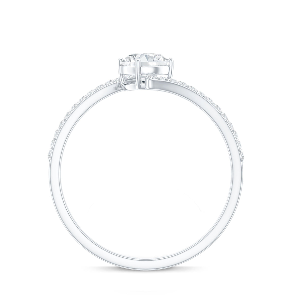 Certified Brilliant Cut Moissanite Solitaire Promise Ring with Bypass Shank
