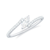 Marquise Cut Moissanite Tilted Solitaire Promise Ring