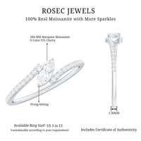 Marquise Cut Moissanite Tilted Solitaire Promise Ring