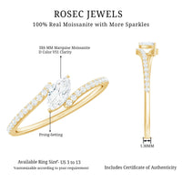 Marquise Cut Moissanite Tilted Solitaire Promise Ring