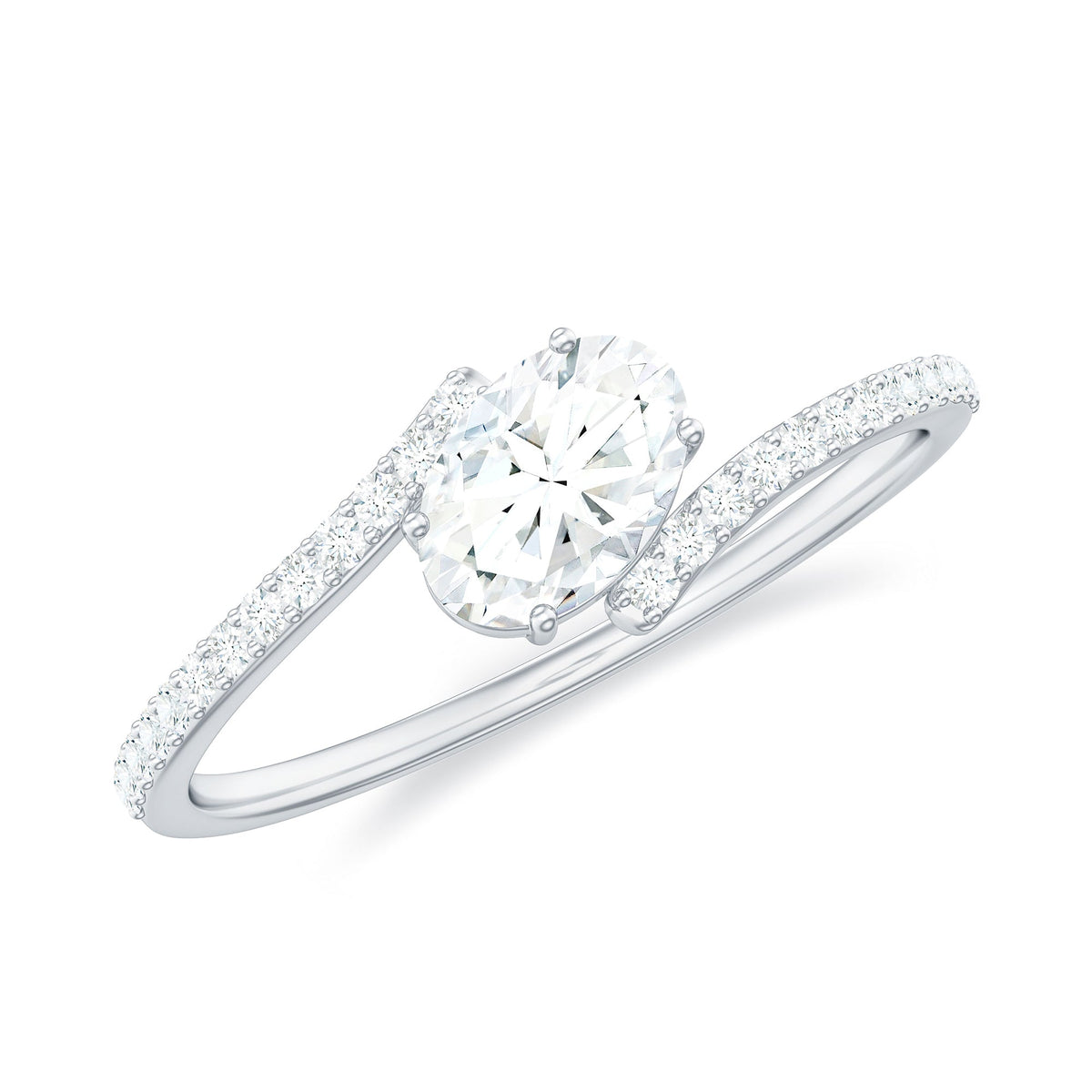 4X6 mm Oval Cut Moissanite East West Promise Ring