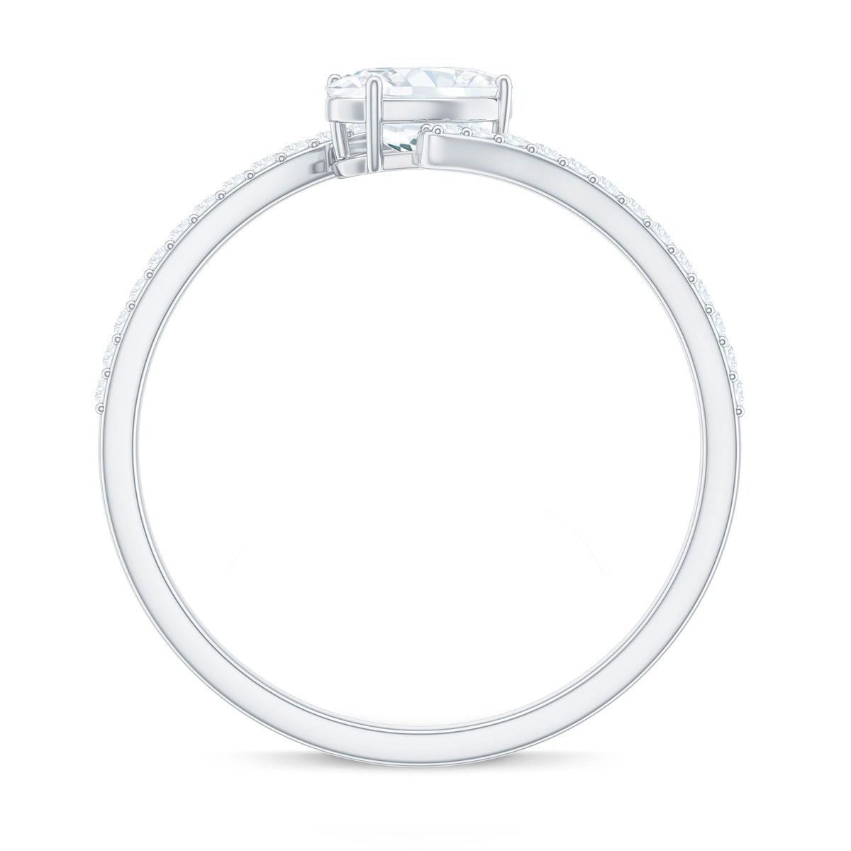 4X6 mm Oval Cut Moissanite East West Promise Ring