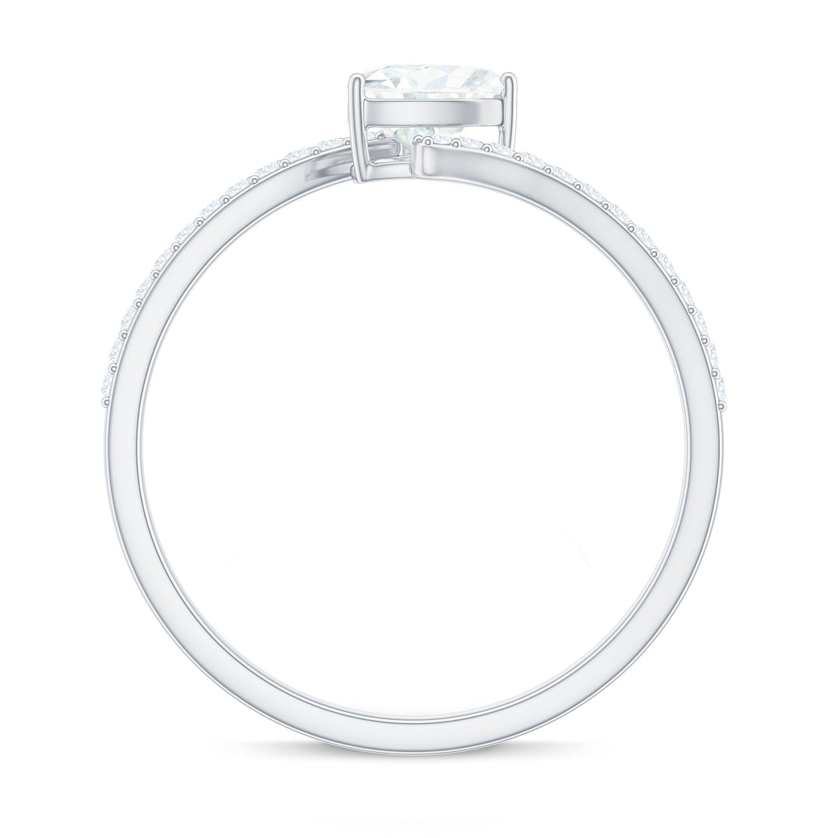 5mm Heart Shape Moissanite Promise Ring with Bypass Shank