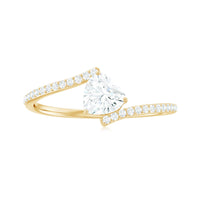 5mm Heart Shape Moissanite Promise Ring with Bypass Shank