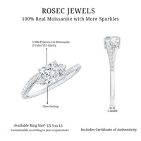 Princess Cut Moissanite Bypass Engagement Ring