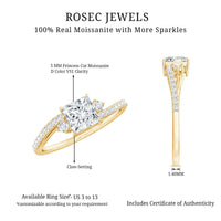 Princess Cut Moissanite Bypass Engagement Ring