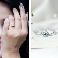 Round Shape Moissanite Bypass Engagement Ring with Side Stones