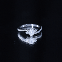 Oval Moissanite Bypass Engagement Ring with Side Stones