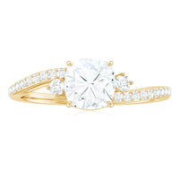 6X6 MM Cushion Cut Moissanite Bypass Engagement Ring for Women