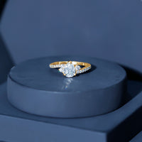 Pear Cut Moissanite Bypass Engagement Ring with Side Stones