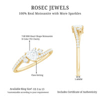 Heart Shape Moissanite Bypass Engagement Ring for Her