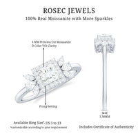 Princess Cut Moissanite Halo Engagement Ring with Certificate