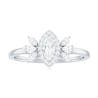 Certified Marquise Cut Moissanite Designer Halo Engagement Ring