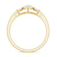 Certified Marquise Cut Moissanite Designer Halo Engagement Ring