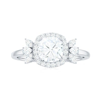 6mm Cushion Cut Moissanite Designer Halo Engagement Ring