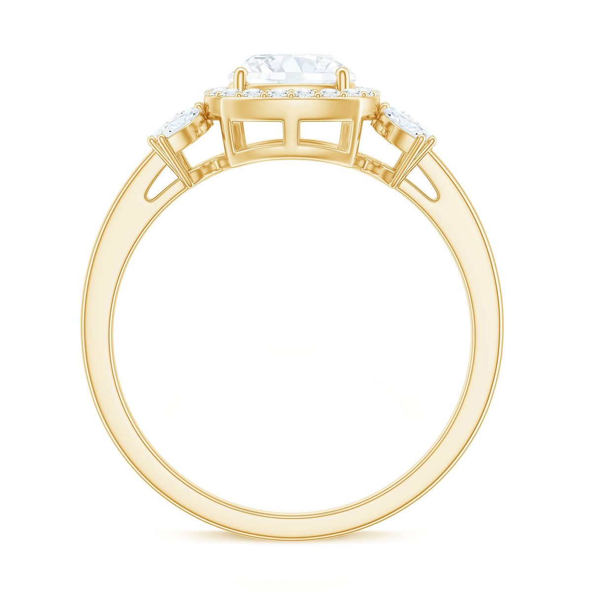 6mm Cushion Cut Moissanite Designer Halo Engagement Ring