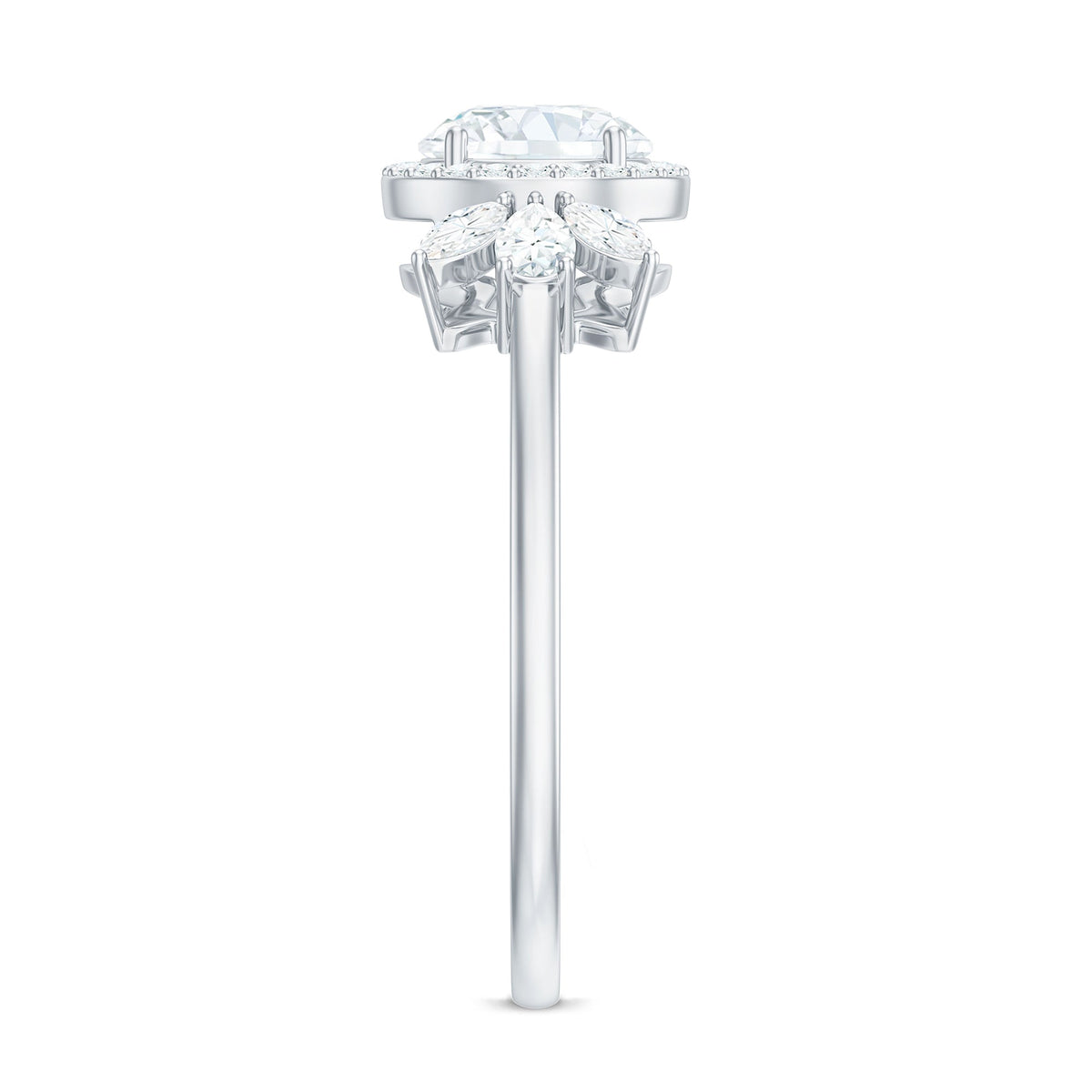 6mm Round Shape Moissanite Designer Halo Engagement Ring