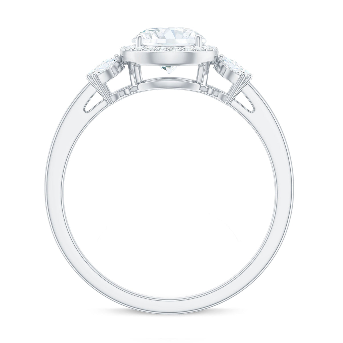 6mm Round Shape Moissanite Designer Halo Engagement Ring