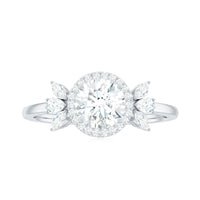 6mm Round Shape Moissanite Designer Halo Engagement Ring