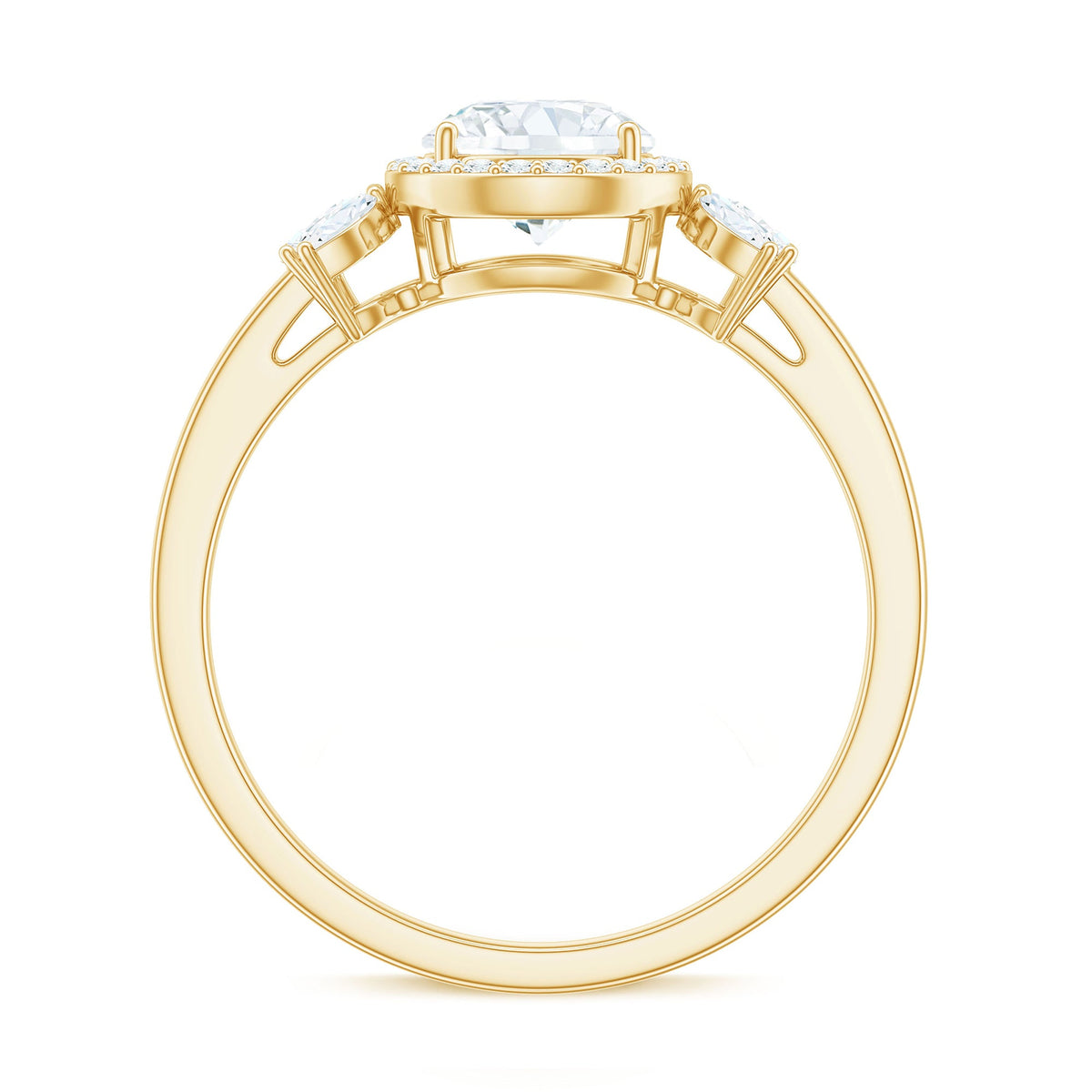 6mm Round Shape Moissanite Designer Halo Engagement Ring