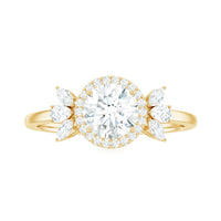 6mm Round Shape Moissanite Designer Halo Engagement Ring