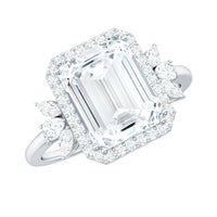 7X9 MM Emerald Cut Certified Moissanite Statement Engagement Ring