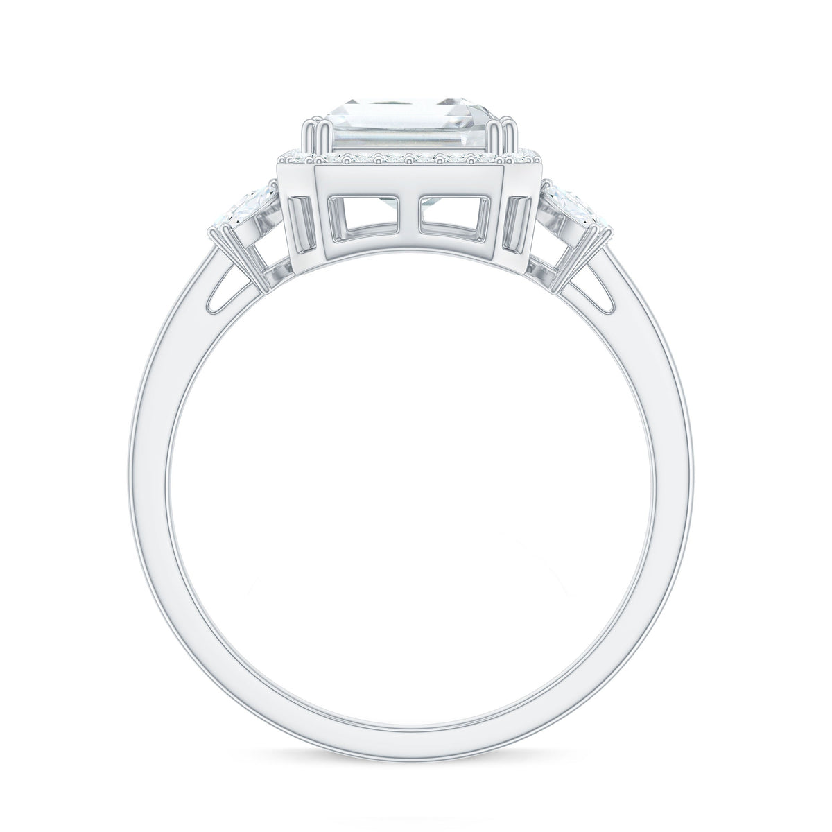 7X9 MM Emerald Cut Certified Moissanite Statement Engagement Ring