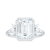 7X9 MM Emerald Cut Certified Moissanite Statement Engagement Ring