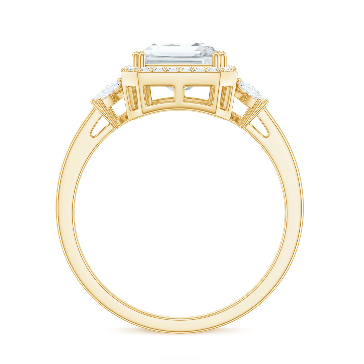 7X9 MM Emerald Cut Certified Moissanite Statement Engagement Ring