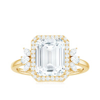 7X9 MM Emerald Cut Certified Moissanite Statement Engagement Ring