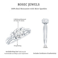 Certified Moissanite Engagement Ring with Bow Ribbon