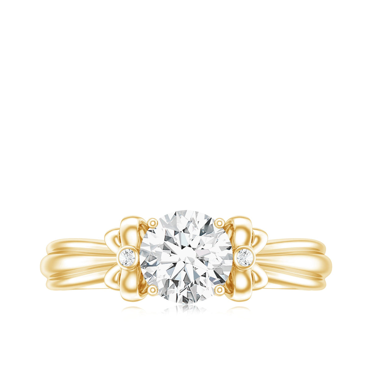 Certified Moissanite Engagement Ring with Bow Ribbon
