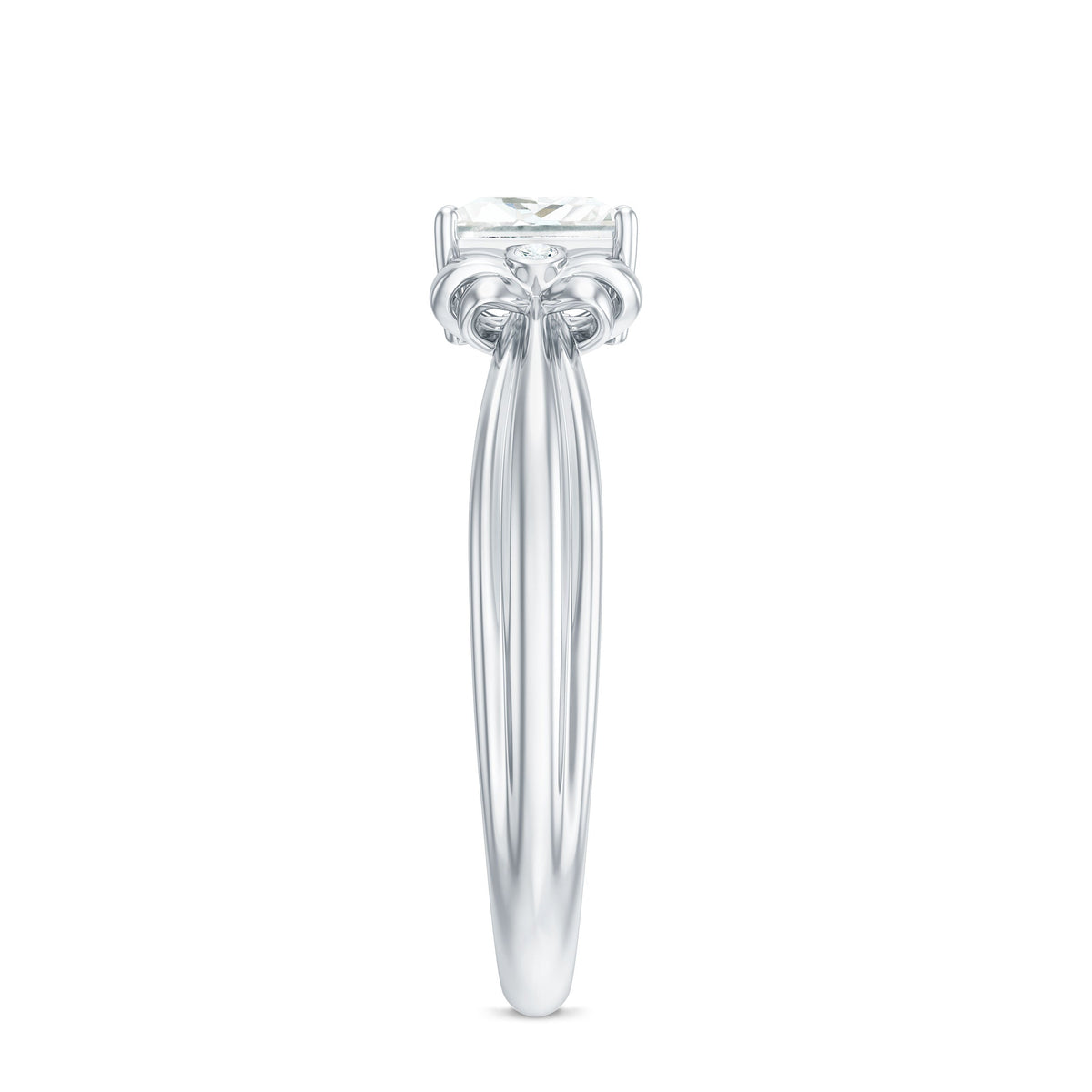 5 MM Princess Cut Certified Moissanite Designer Bow Engagement Ring