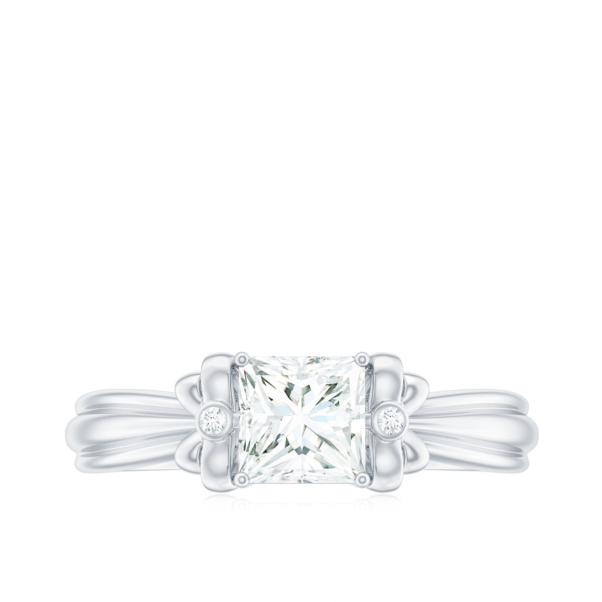 5 MM Princess Cut Certified Moissanite Designer Bow Engagement Ring