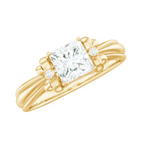 5 MM Princess Cut Certified Moissanite Designer Bow Engagement Ring
