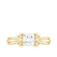 5 MM Princess Cut Certified Moissanite Designer Bow Engagement Ring