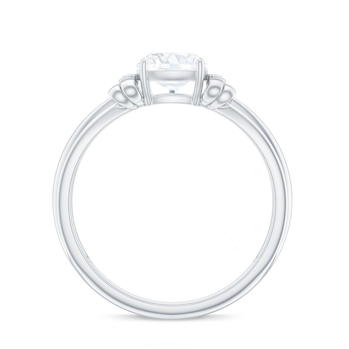 6mm Cushion Cut Moissanite Designer Solitaire Ring with Engraved Shank