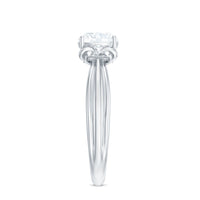 6mm Cushion Cut Moissanite Designer Solitaire Ring with Engraved Shank