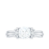 6mm Cushion Cut Moissanite Designer Solitaire Ring with Engraved Shank