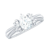5X7mm Pear Shape Moissanite Bow Engagement Ring