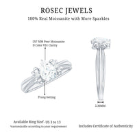 5X7mm Pear Shape Moissanite Bow Engagement Ring