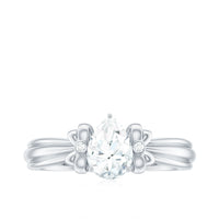 5X7mm Pear Shape Moissanite Bow Engagement Ring